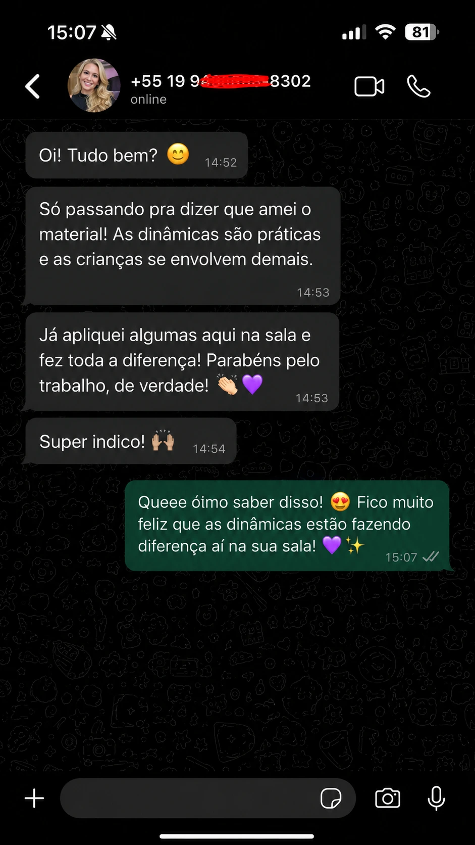 Depoimento de professora