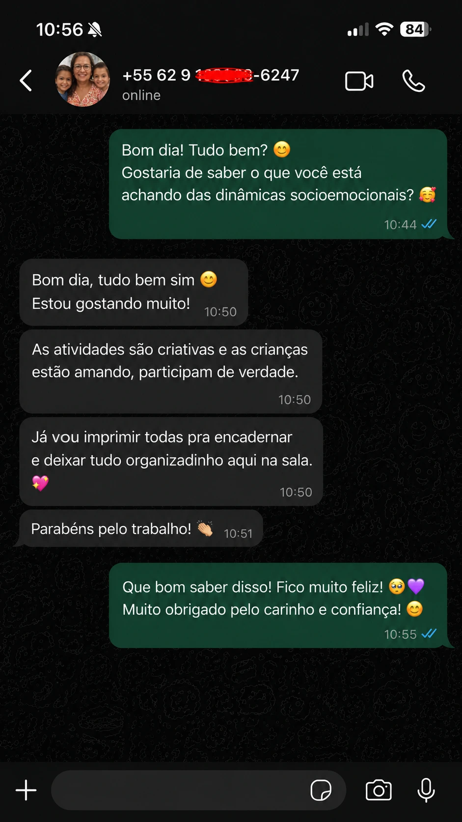 Depoimento de professora